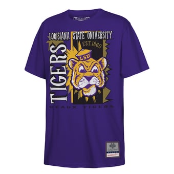 Youth Mitchell & Ness  Purple LSU Tigers 90s Retro Poster T-Shirt