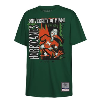 Youth Mitchell & Ness  Hunter Green Miami Hurricanes 90s Retro Poster T-Shirt