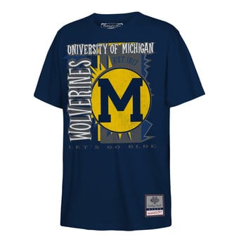 Youth Mitchell & Ness  Navy Michigan Wolverines 90s Retro Poster T-Shirt