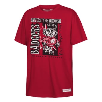 Youth Mitchell & Ness  Red Wisconsin Badgers 90s Retro Poster T-Shirt