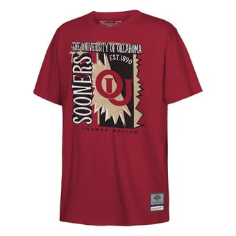 Youth Mitchell & Ness  Cardinal Oklahoma Sooners 90s Retro Poster T-Shirt