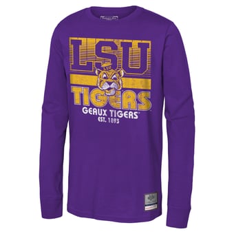 Youth Mitchell & Ness Purple LSU Tigers Retro Big Game Long Sleeve T-Shirt