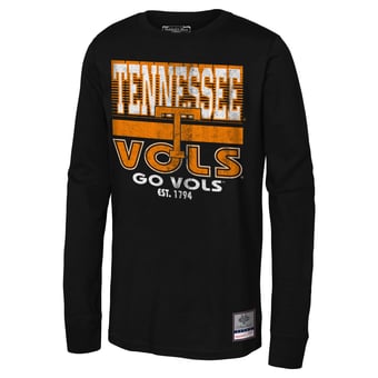 Youth Mitchell & Ness Black Tennessee Volunteers Retro Big Game Long Sleeve T-Shirt