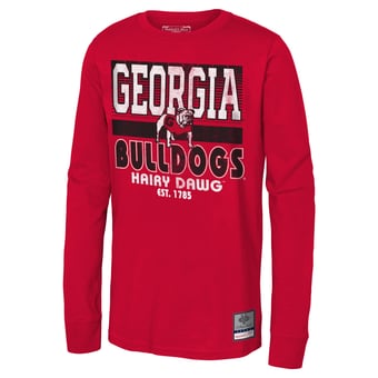 Youth Mitchell & Ness Red Georgia Bulldogs Retro Big Game Long Sleeve T-Shirt