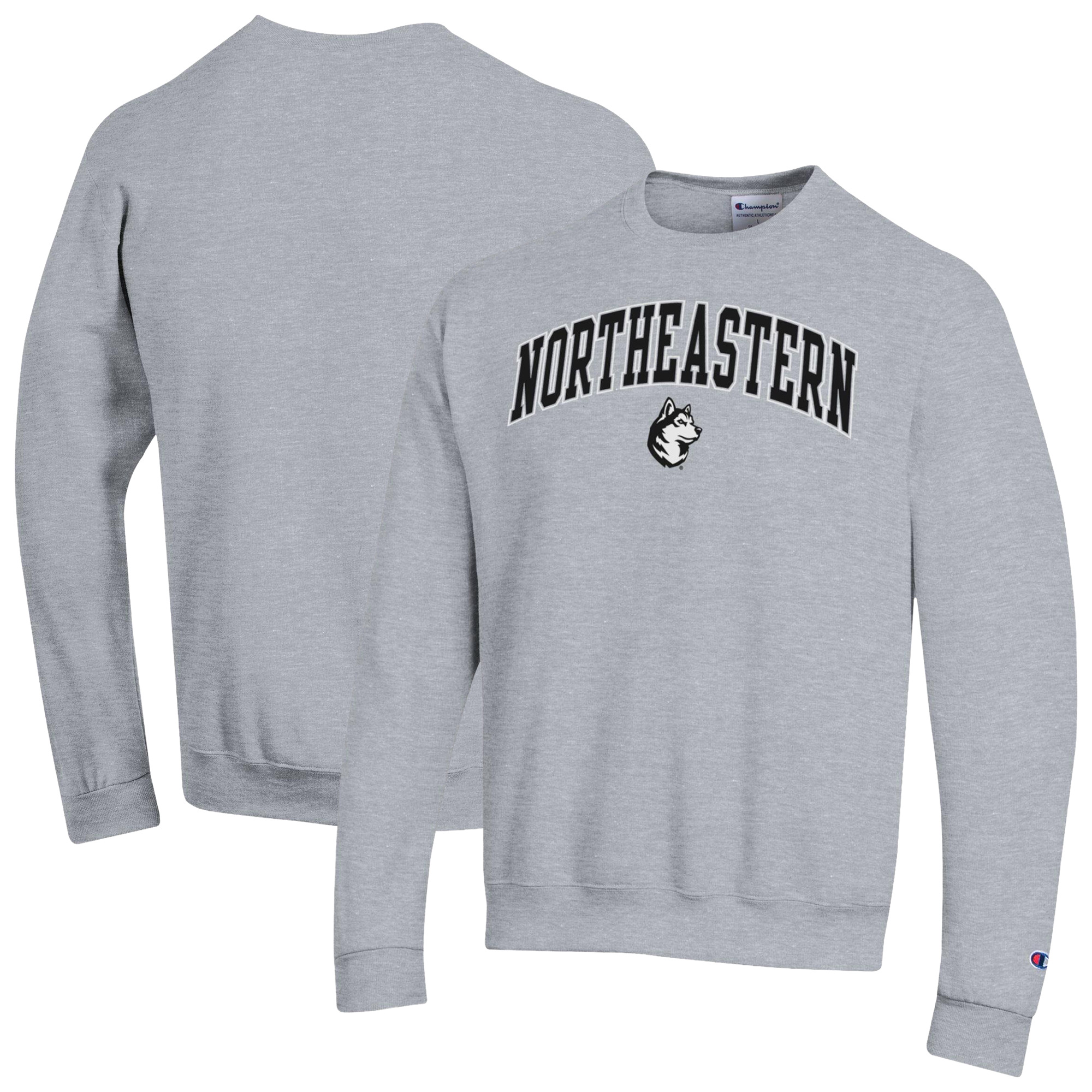 Men’s Champion Heather Gray Northeastern Huskies Arch Powerblend Sweatshirt Men’s Champion Heather Gray Northeastern Huskies Arch Powerblend Sweatshirt