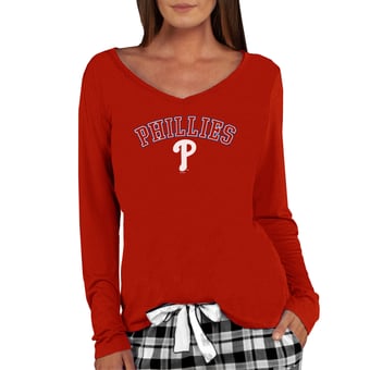 Women's Concepts Sport Red Philadelphia Phillies Marathon Knit Long Sleeve V-Neck T-Shirt