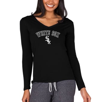 Women's Concepts Sport Black Chicago White Sox Marathon Knit Long Sleeve V-Neck T-Shirt
