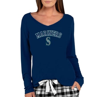 Women's Concepts Sport Navy Seattle Mariners Marathon Knit Long Sleeve V-Neck T-Shirt