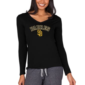 Women's Concepts Sport Black San Diego Padres Marathon Knit Long Sleeve V-Neck T-Shirt