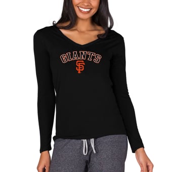 Women's Concepts Sport Black San Francisco Giants Marathon Knit Long Sleeve V-Neck T-Shirt
