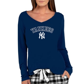 Women's Concepts Sport Navy New York Yankees Marathon Knit Long Sleeve V-Neck T-Shirt
