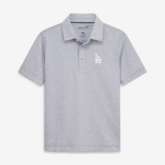 Youth Johnnie-O Navy/White Los Angeles Dodgers Lyndon Striped Jersey Performance Polo