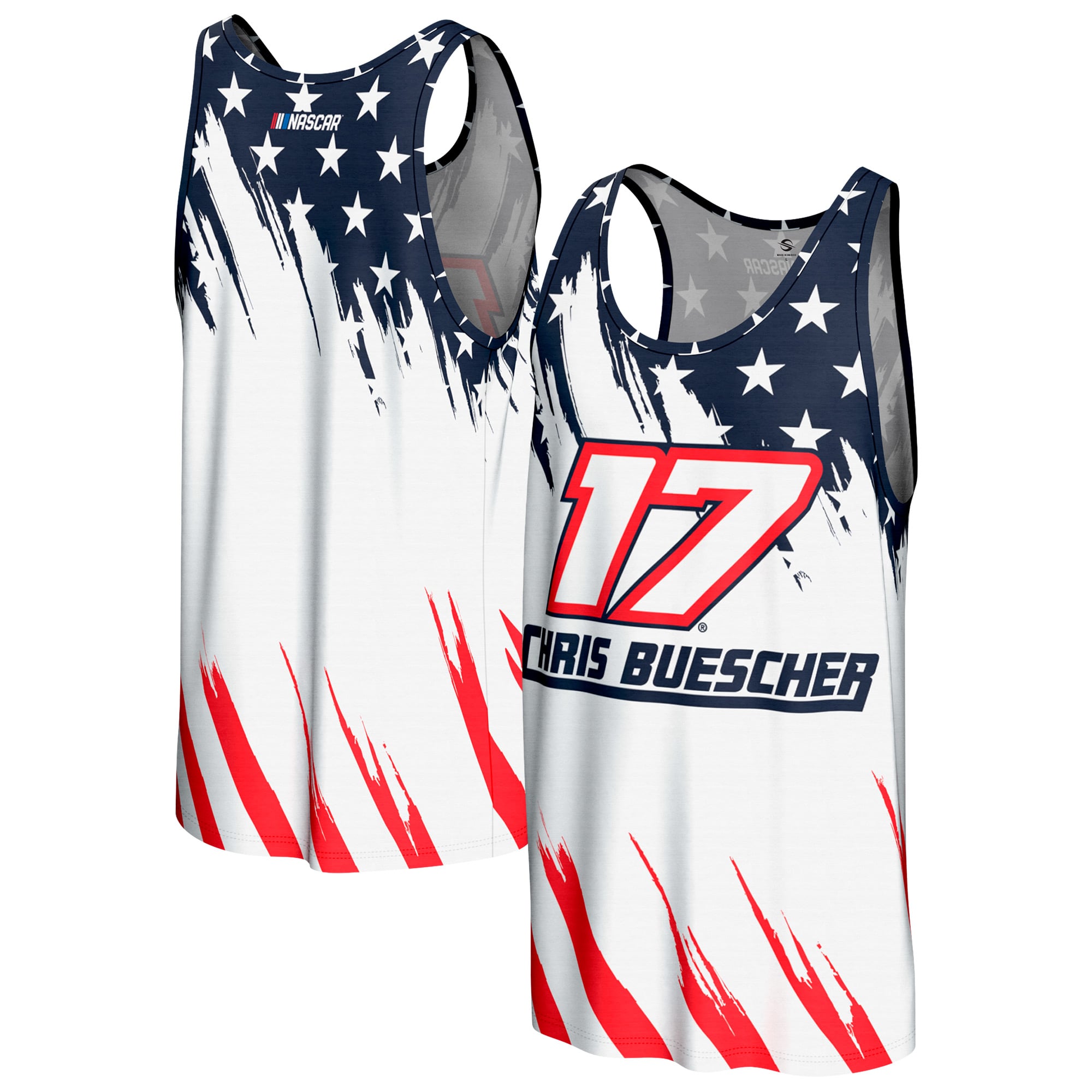 Men’s ProSphere White Chris Buescher Americana Tank Top Men’s ProSphere White Chris Buescher Americana Tank Top