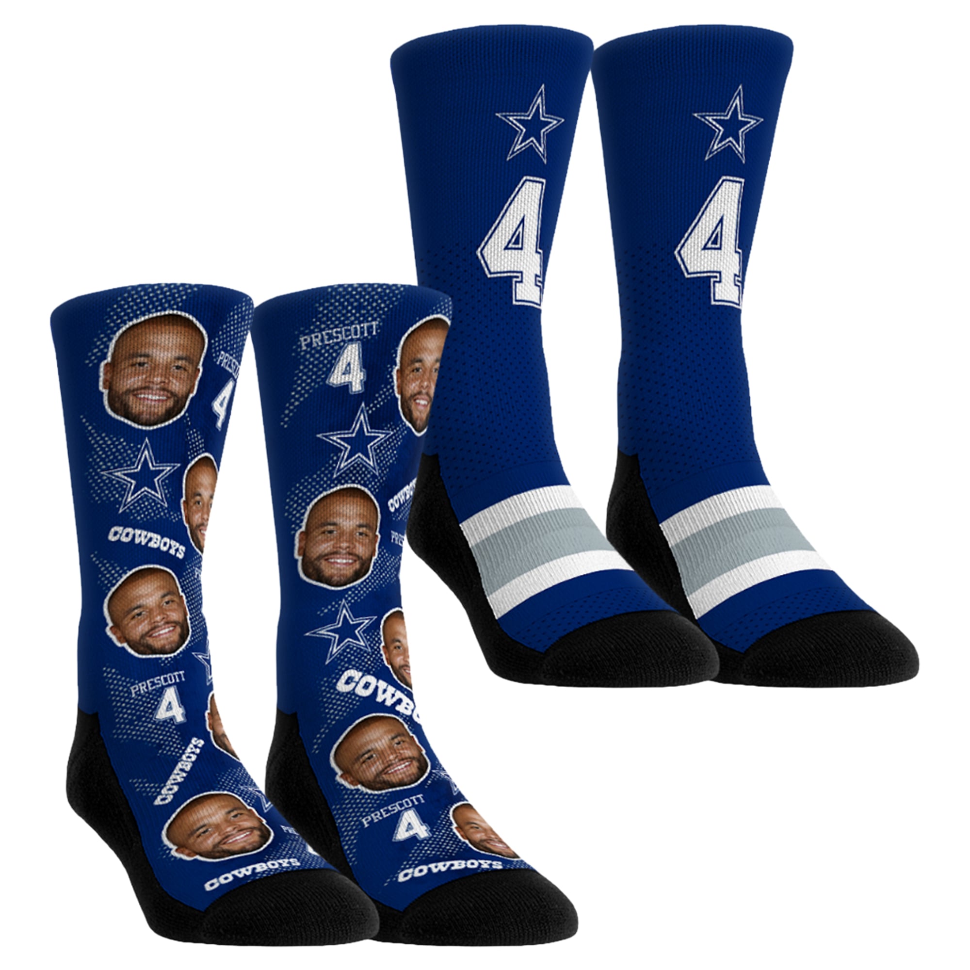 Unisex Rock Em Socks Dak Prescott Royal Dallas Cowboys Football Guy Two-Pack Crew Socks Set