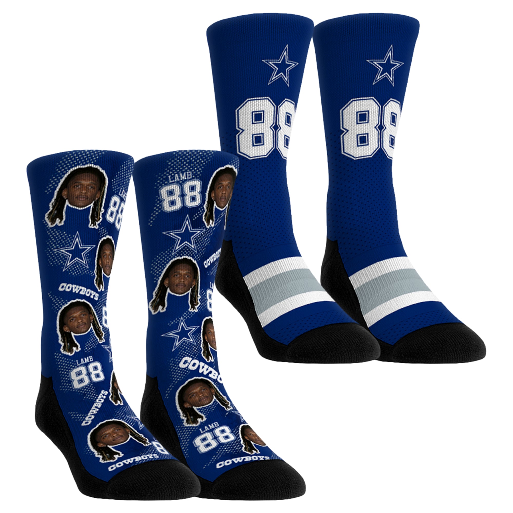 Unisex Rock Em Socks CeeDee Lamb Royal Dallas Cowboys Football Guy Two-Pack Crew Socks Set