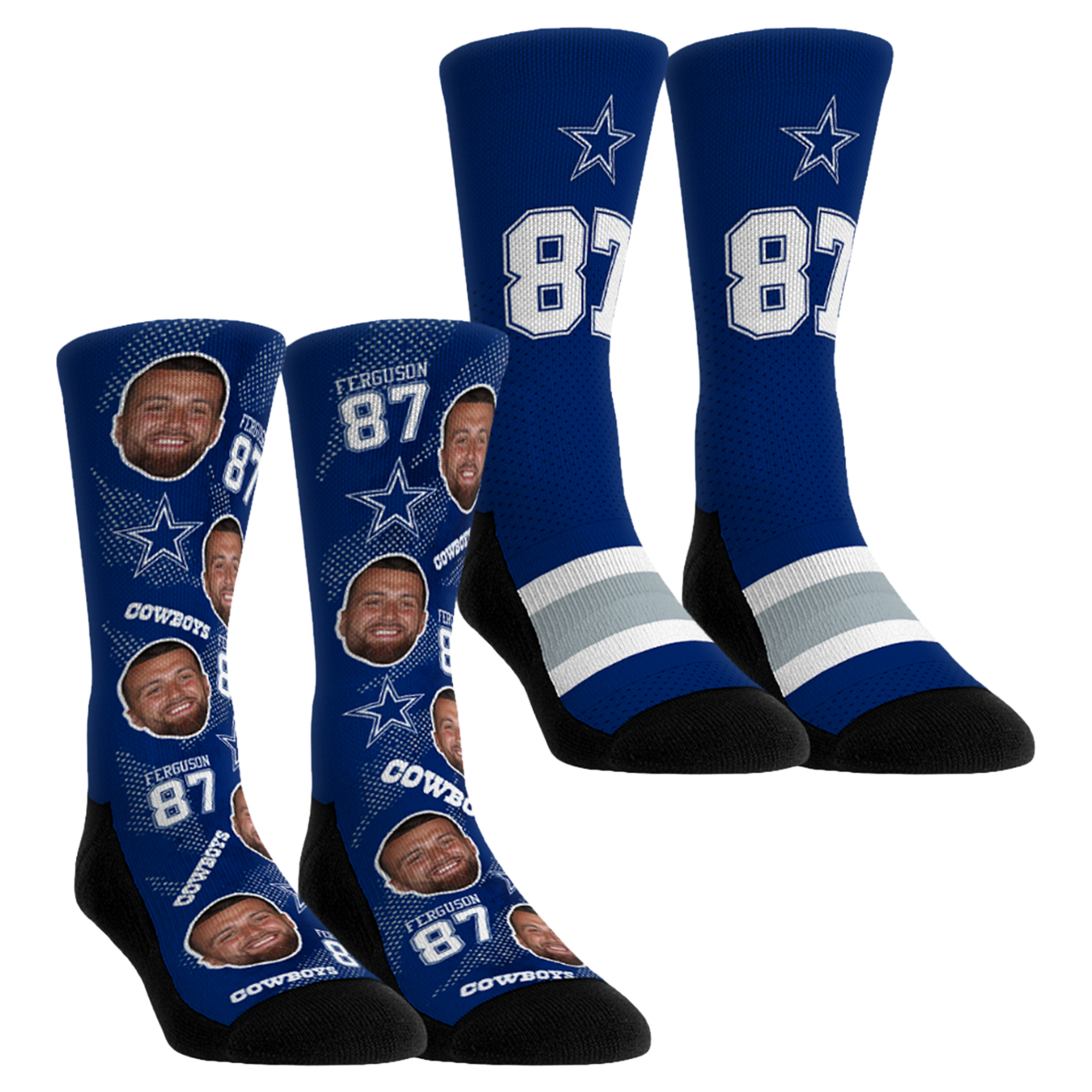 Unisex Rock Em Jake Ferguson Royal Dallas Cowboys Football Guy Two-Pack Crew Socks Set