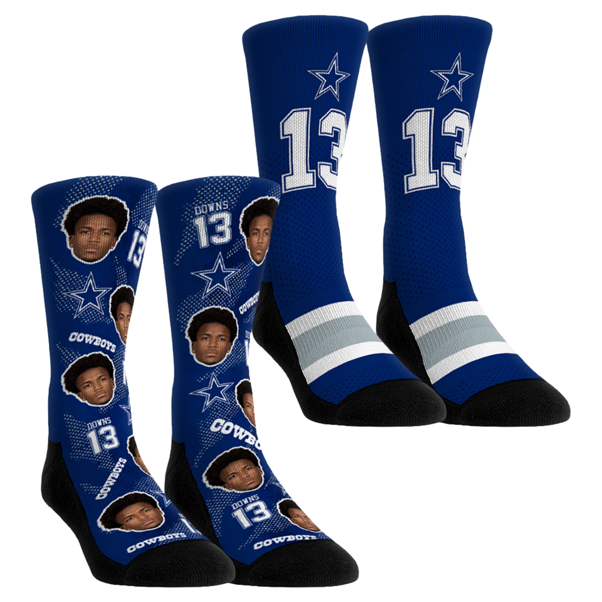 Unisex Rock Em Socks Caleb Downs Royal Dallas Cowboys Football Guy Two-Pack Crew Socks Set