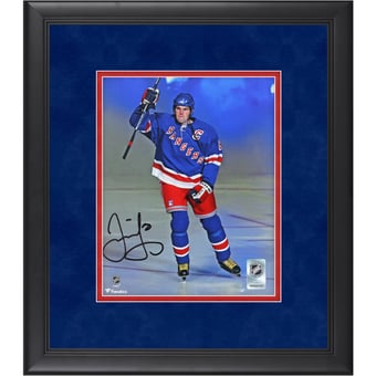 Jaromir Jagr New York Rangers Autographed Framed 8" x 10" Blue Jersey Salute Photograph - Suede Mat Upgrade