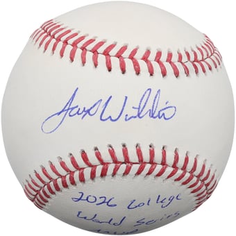 "Jaxon Willits Oklahoma Sooners Autographed Baseball with ""2026 College World Series MVP"" Inscription"