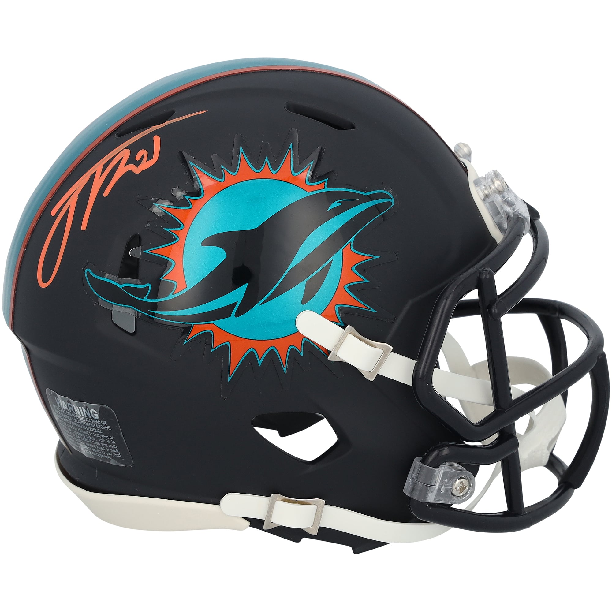 Casco mini Riddell Rivalry Speed ​​autografiado por Jacob Rodriguez de los Miami Dolphins