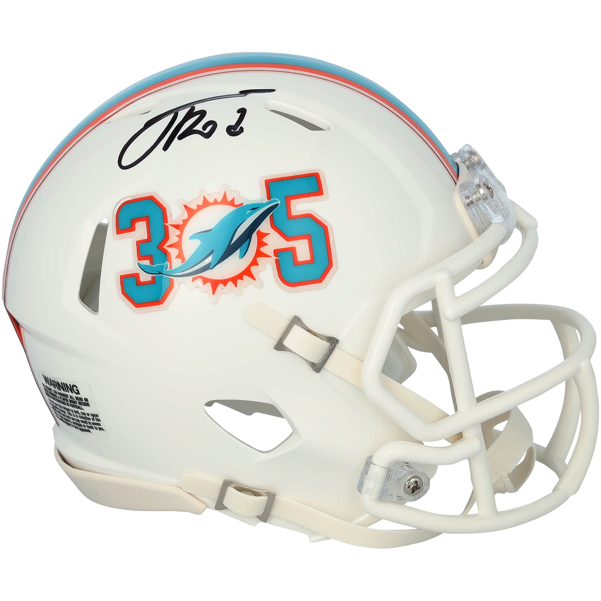 Jacob Rodriguez Miami Dolphins Autographed Riddell 305 Speed Mini Helmet