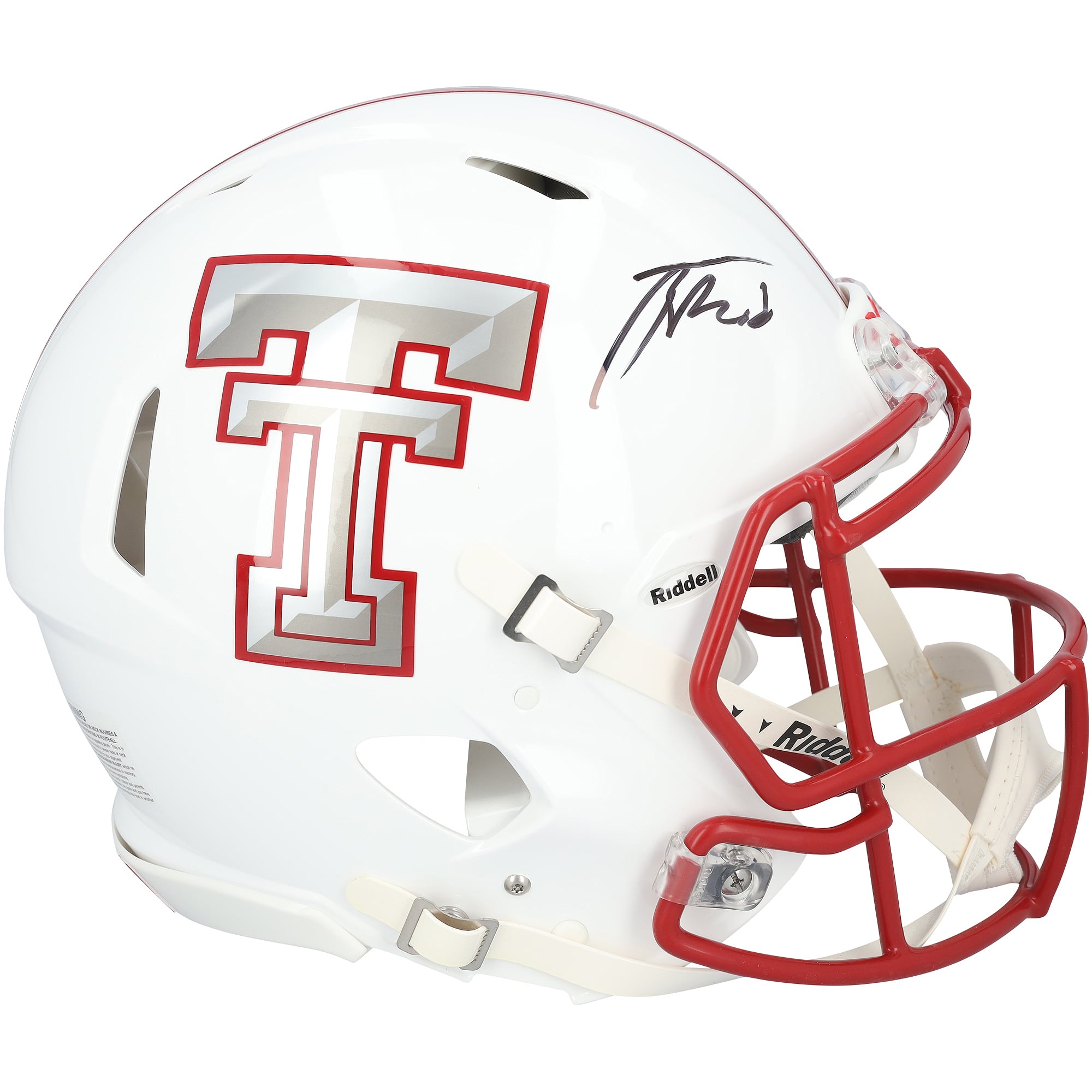 Jacob Rodriguez Texas Tech Red Raiders Autographed Riddell White Galvaniced Speed Authentic Helmet