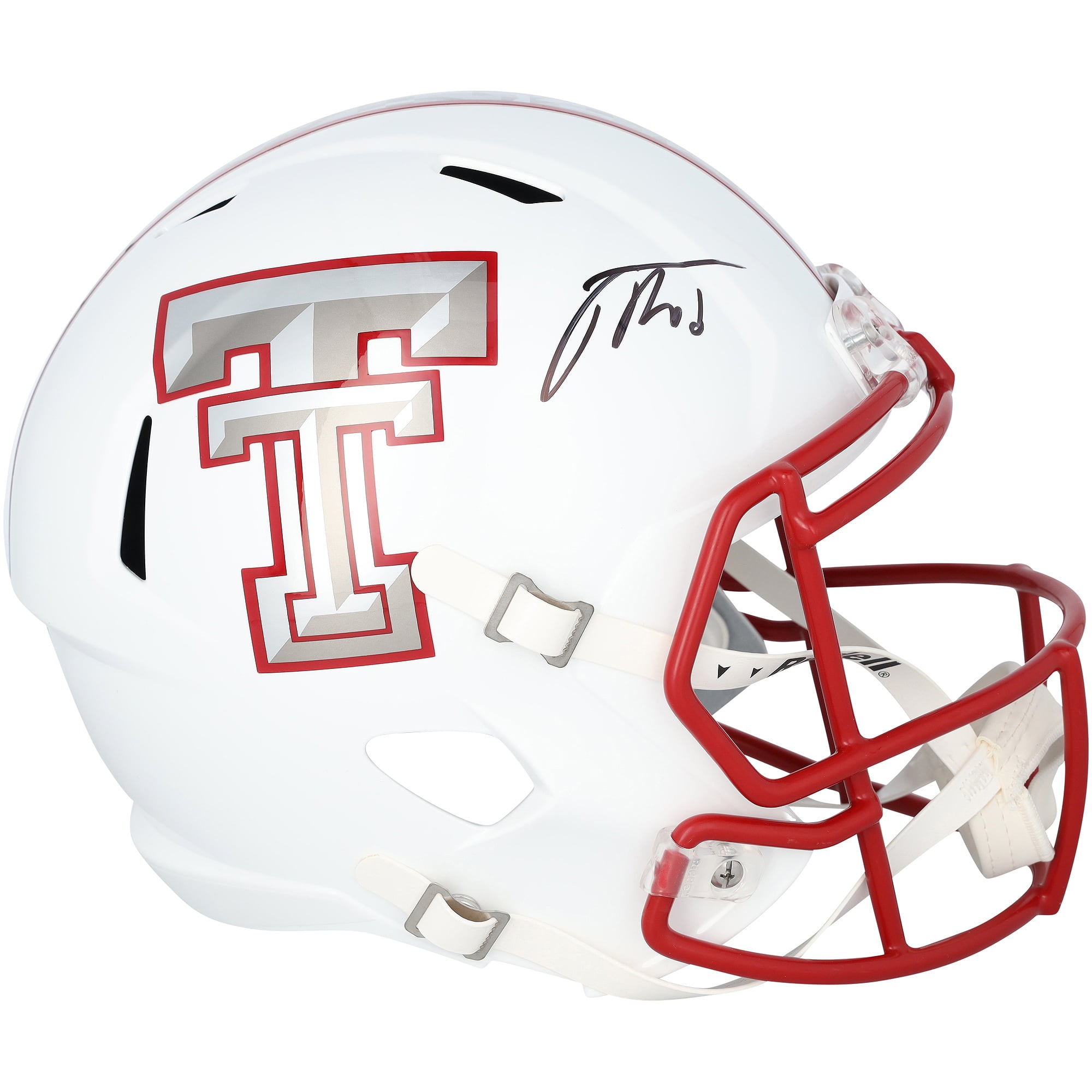 Jacob Rodriguez Texas Tech Red Raiders Autographed Riddell White Galvaniced Speed Replica Helmet