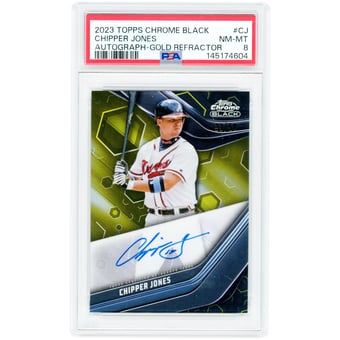 Chipper Jones Atlanta Braves Autographed 2023 Topps Chrome Black Gold Refractor #CBA-CJ #33/50 PSA Authenticated 8 Card