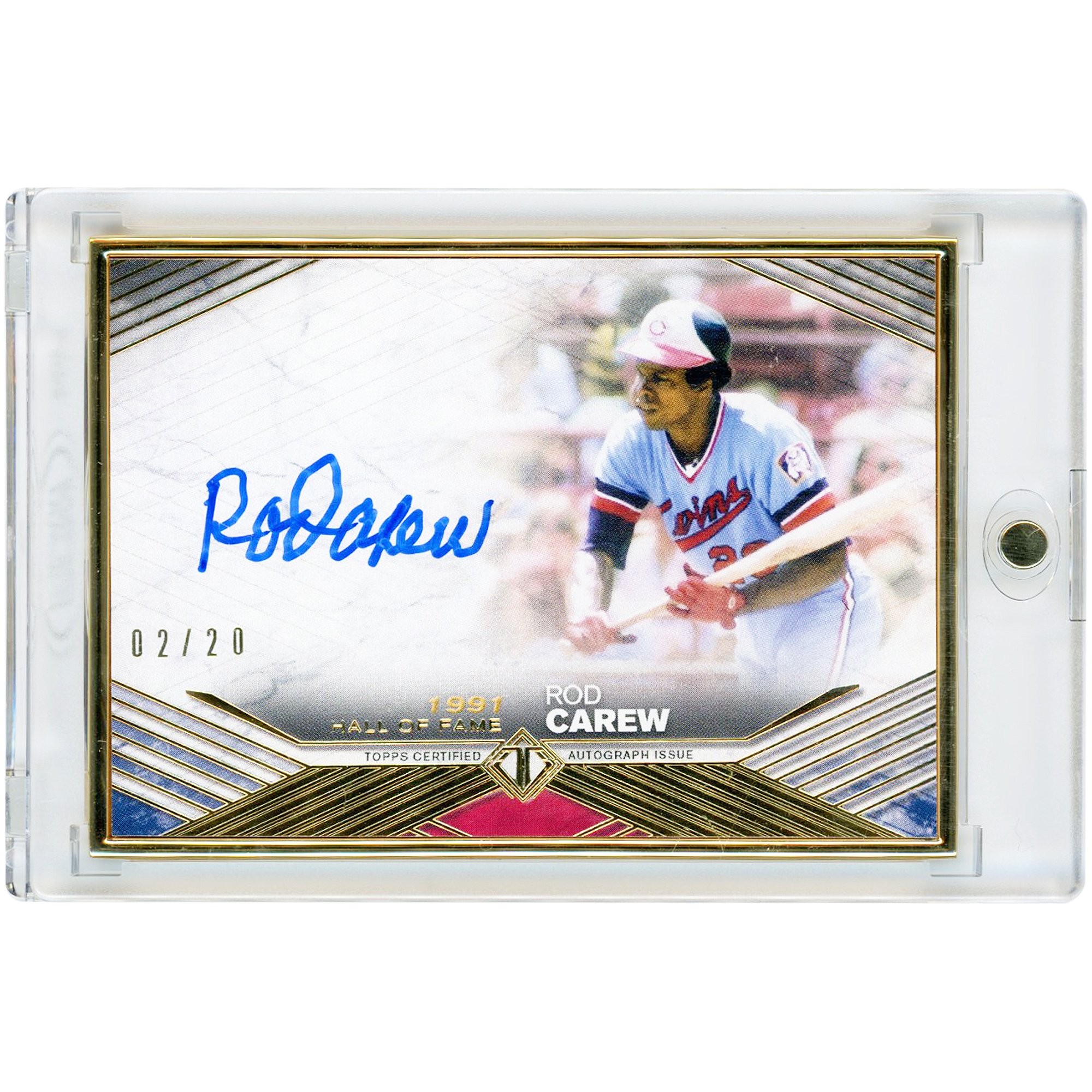 Rod Carew Minnesota Twins Autographed 2021 Topps Transcendence Gold Frame Hall Of Fame #THOFV-RC #2/20 Card