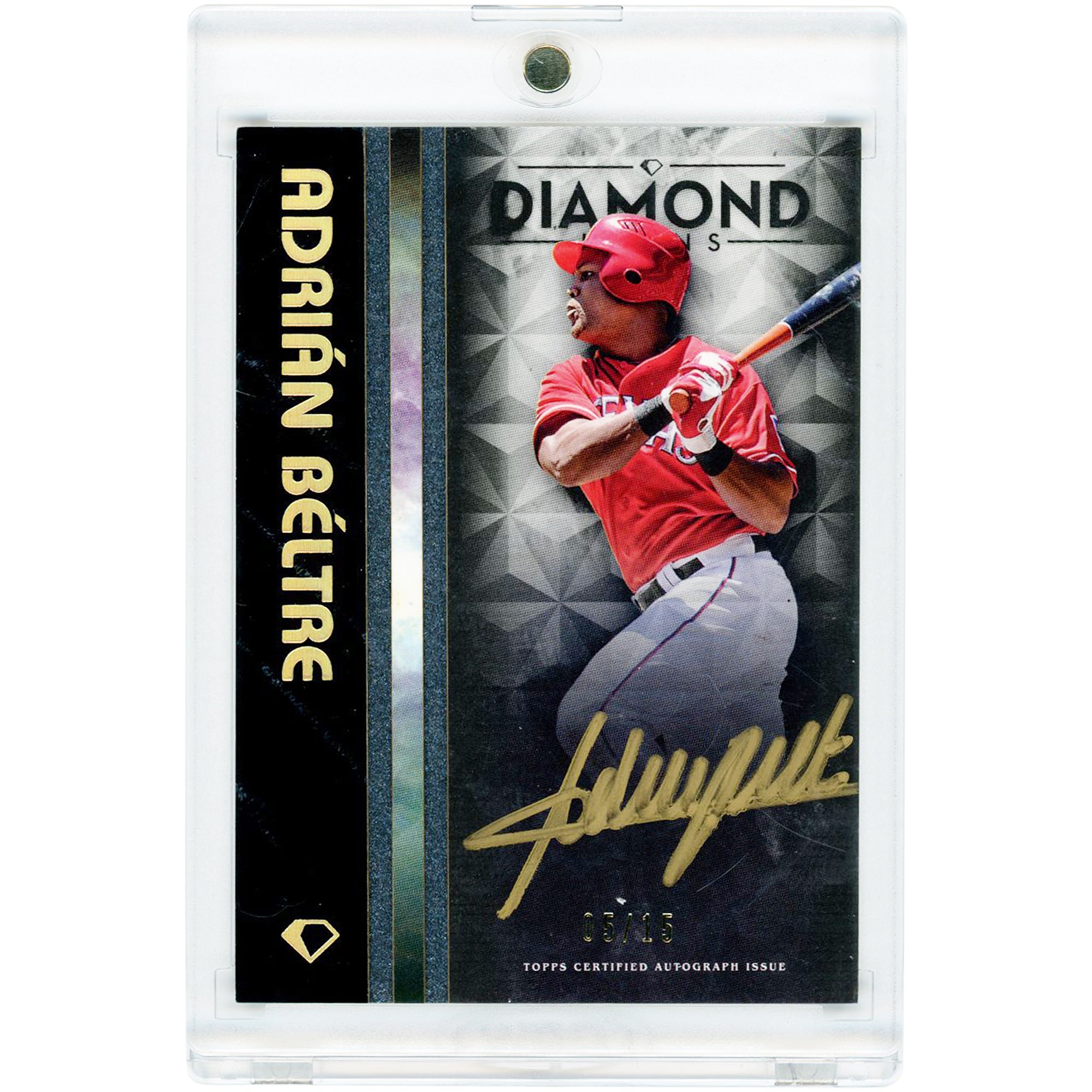 Tarjeta autografiada de Adrian Beltre de los Texas Rangers, Topps Diamond Icons 2023, tinta negra policromática dorada #BPA-AB #5/15