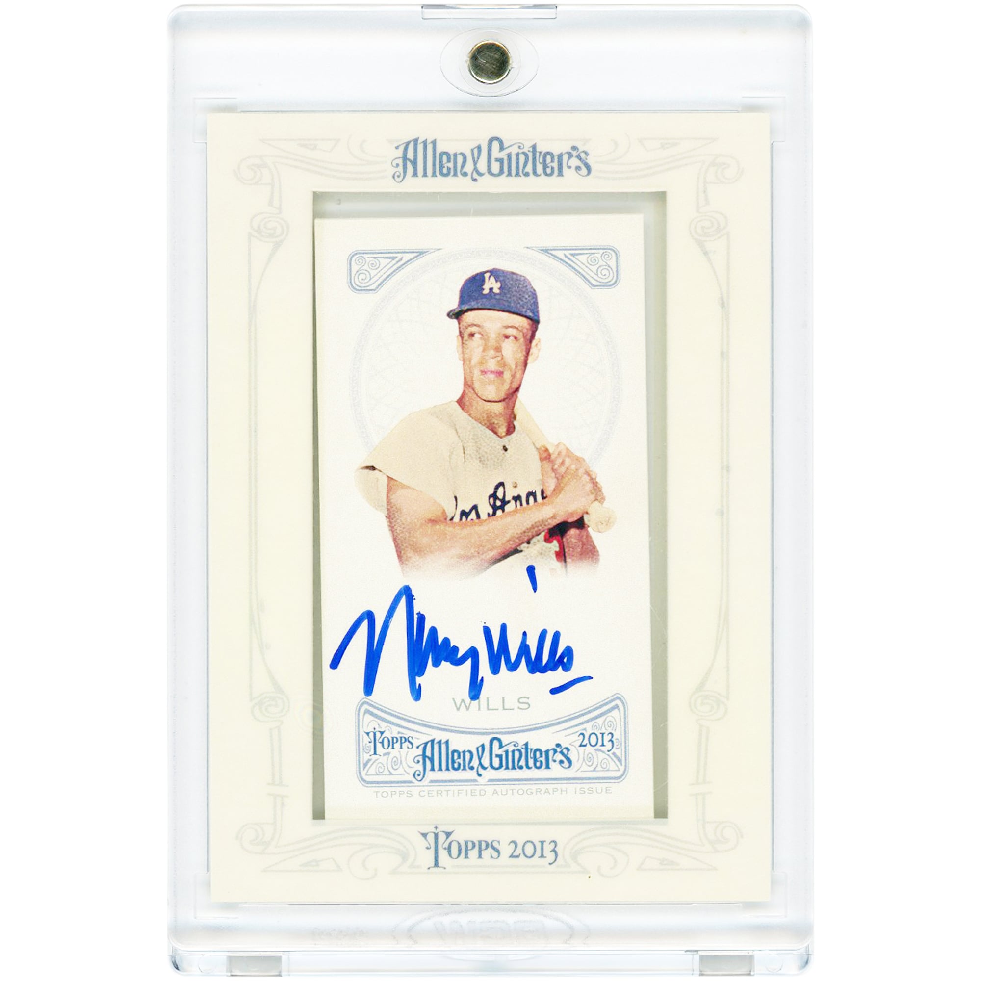 Maury Wills Los Angeles Dodgers Autographed 2013 Topps Allen & Ginter Mini #AGA-MW Card. rookie card picture