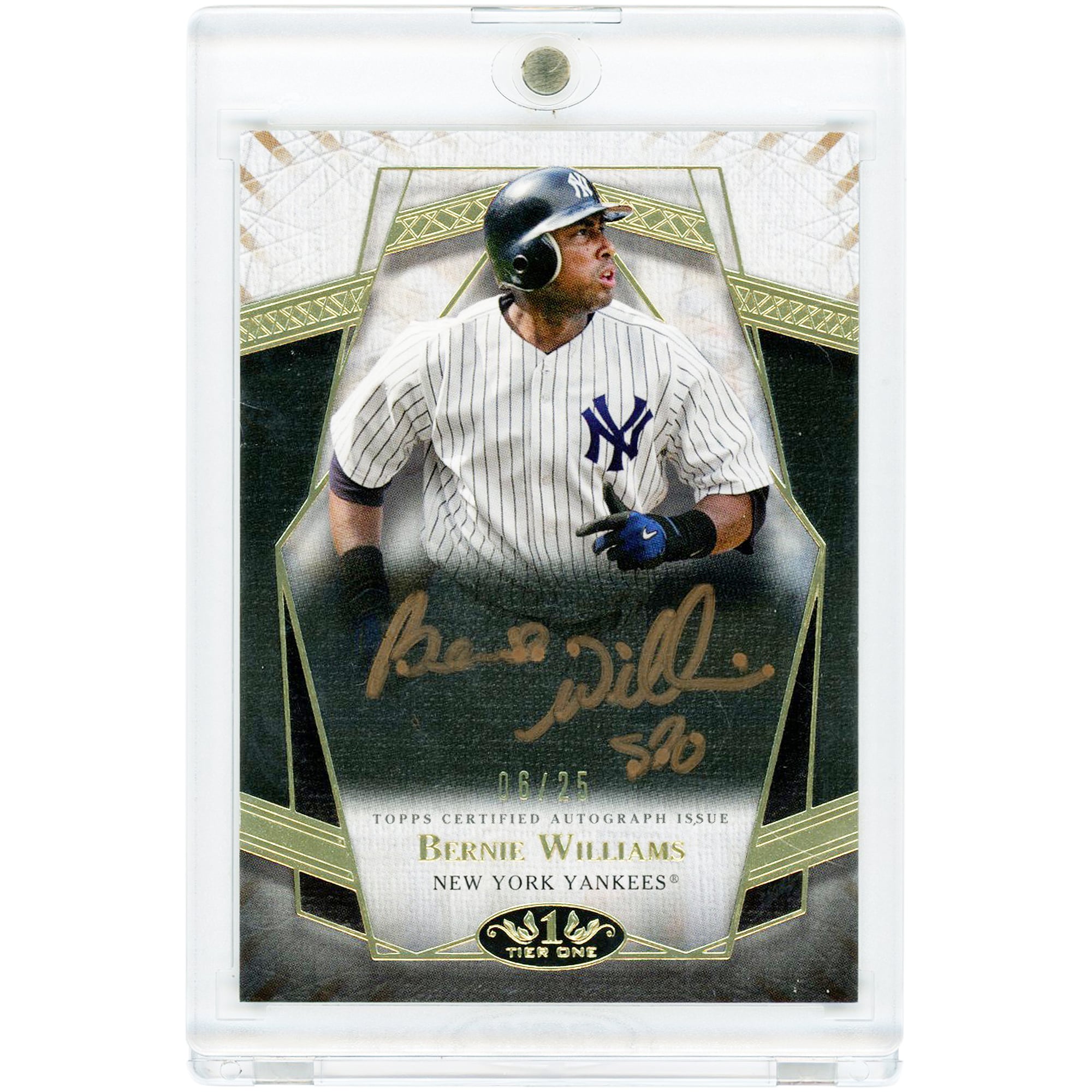 Bernie Williams New York Yankees Autographed 2022 Topps Tier One Prime Performers Bronze Ink #PPA-BW #6/25 Card. rookie card picture
