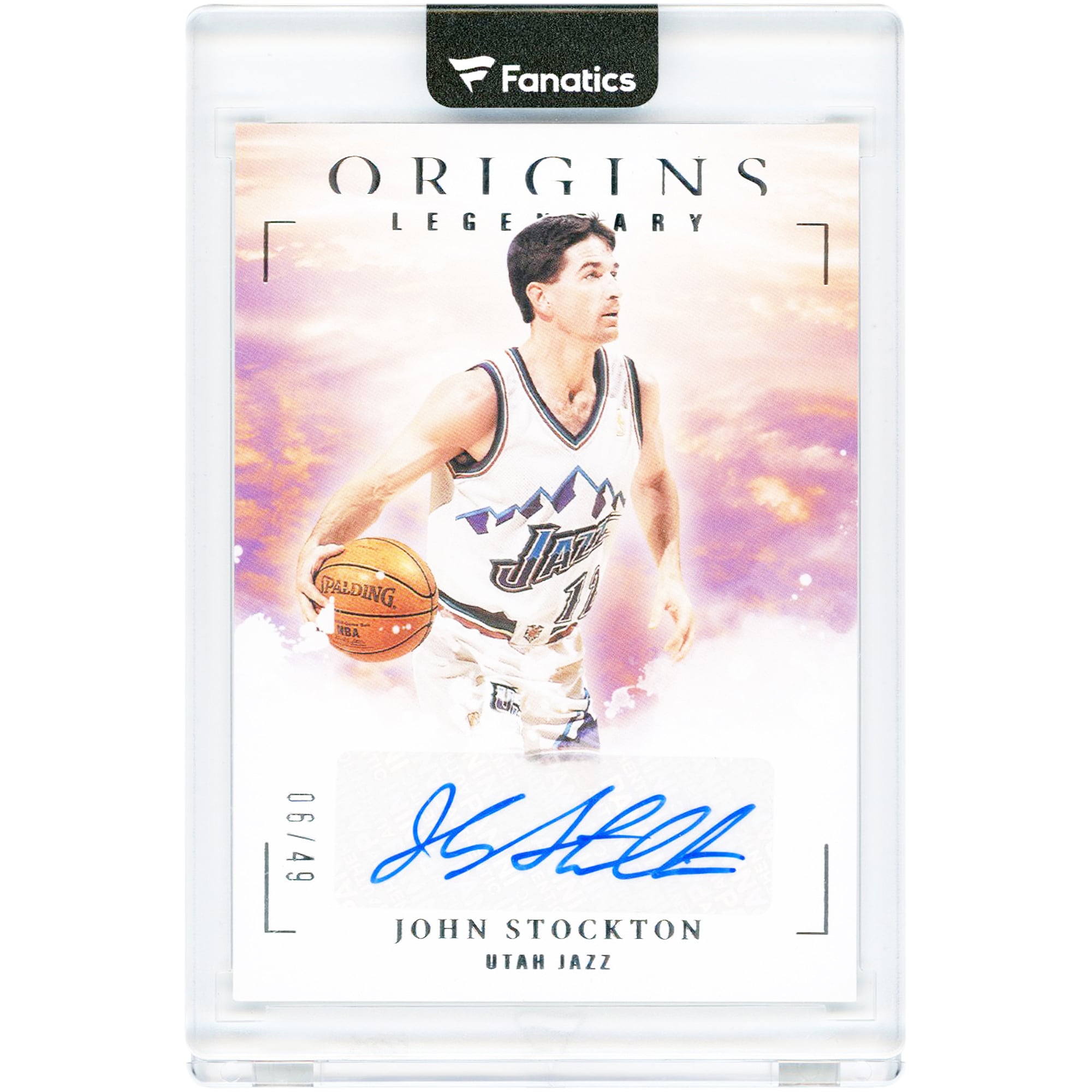 John Stockton Utah Jazz Autographed 2020-21 Panini Origins #LA-JSK #6/49 Card