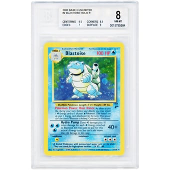 Blastoise 2000 Pokemon Base Set 2 Holo Rare #2 BGS Authenticated 8 Card