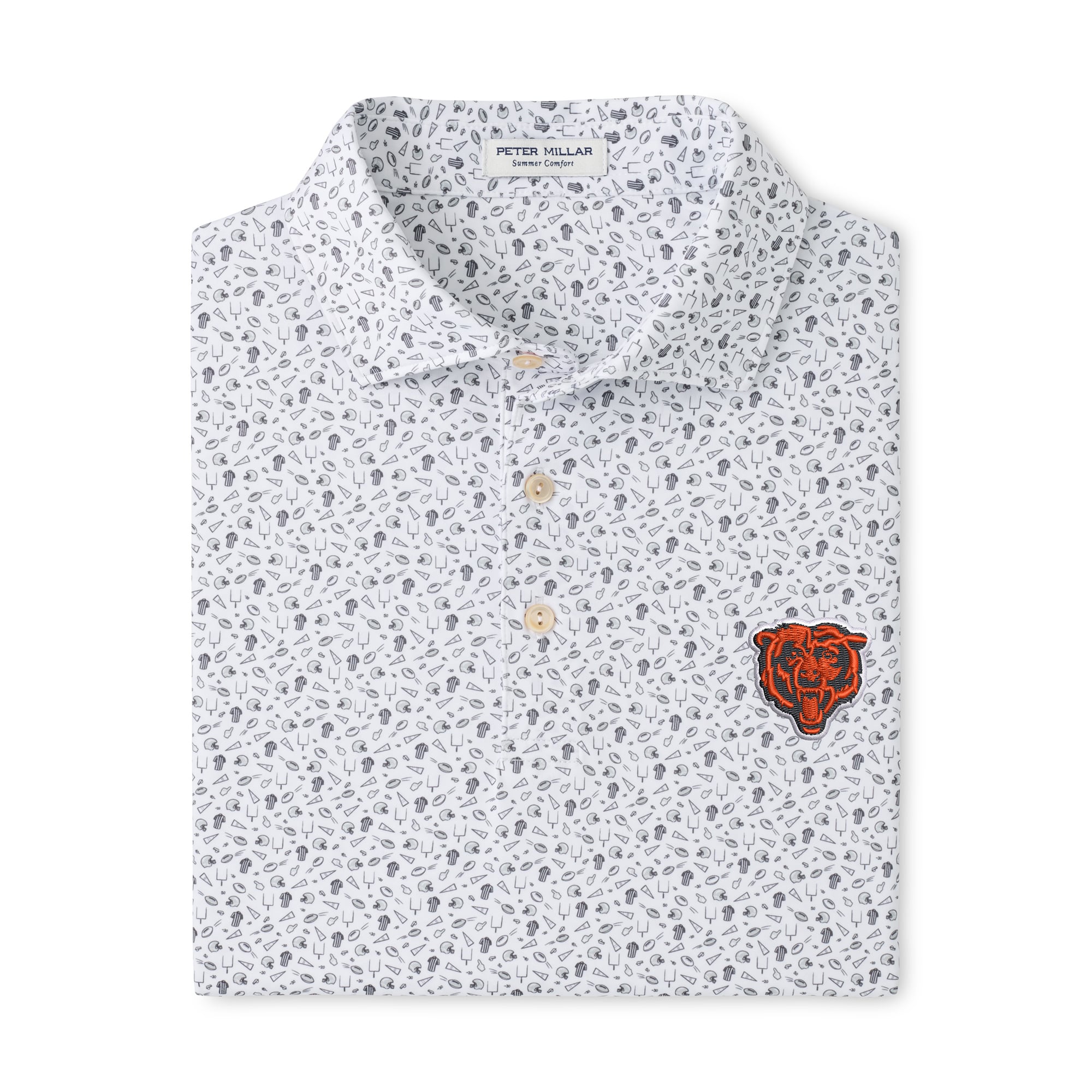Men's Peter Millar Gray Chicago Bears Kick Off Performance Jersey Polo