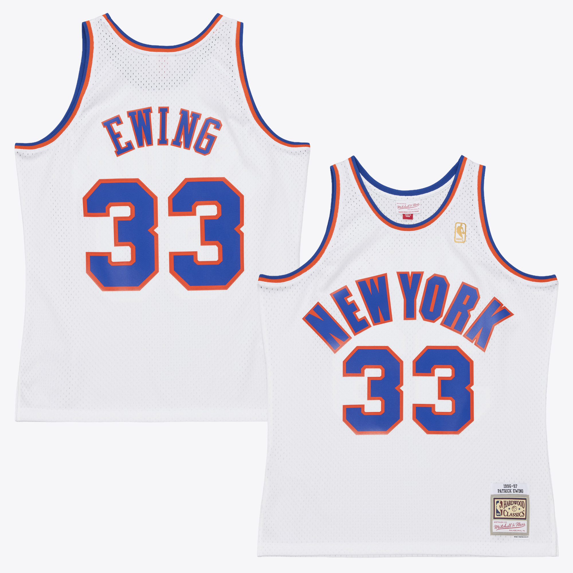 Men's Mitchell & Ness Patrick Ewing White New York Knicks 1996-97 Hardwood Classics Swingman Jersey
