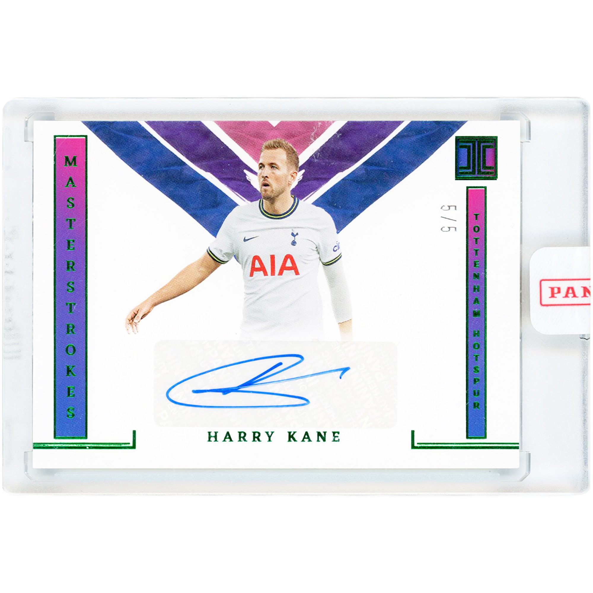 Harry Kane Tottenham Hotspur Autographed 2022-23 Panini Impeccable Premier League Master Strokes Emerald #MS-HK #5/5 Card