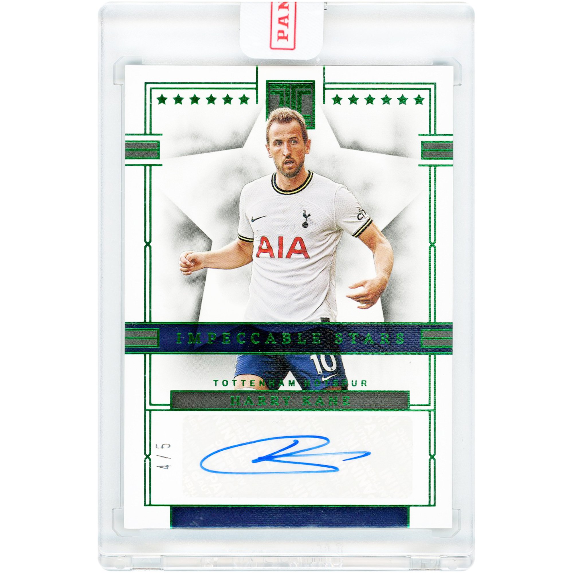 Harry Kane Tottenham Hotspur Autographed 2022-23 Panini Impeccable Premier League Impeccable Stars Emerald #IS-HK #4/5 Card