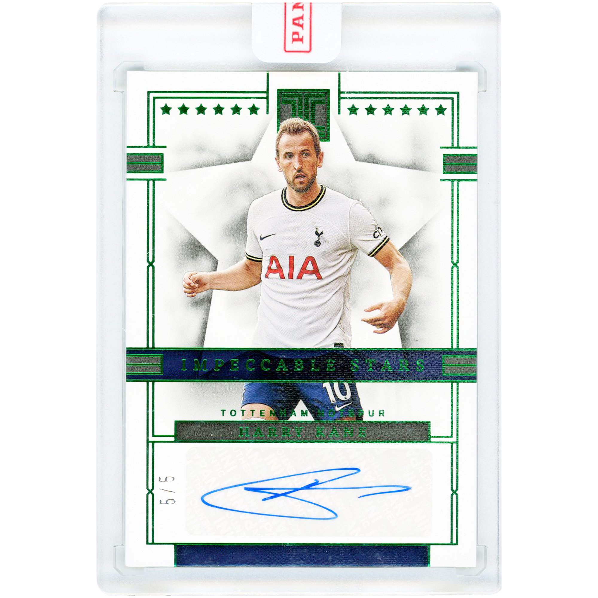 Harry Kane Tottenham Hotspur Autographed 2022-23 Panini Impeccable Premier League Impeccable Stars Emerald #IS-HK #5/5 Card