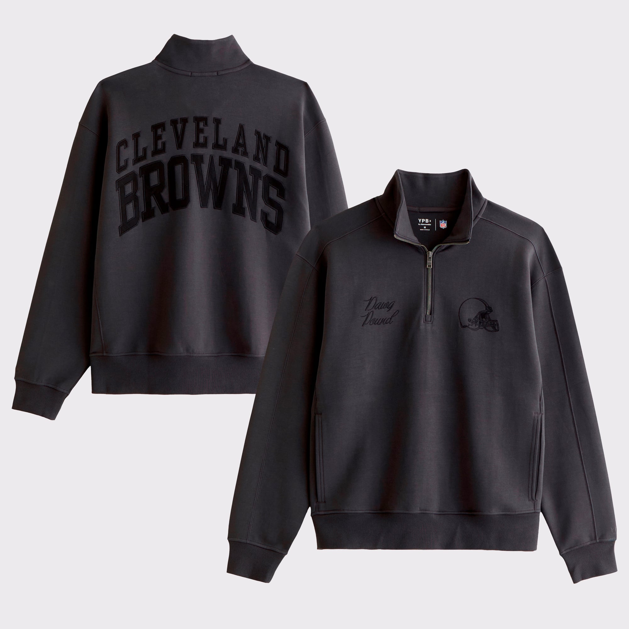 Men's Abercrombie & Fitch Black Cleveland Browns YPB neoKNIT MAX Half-Zip Top