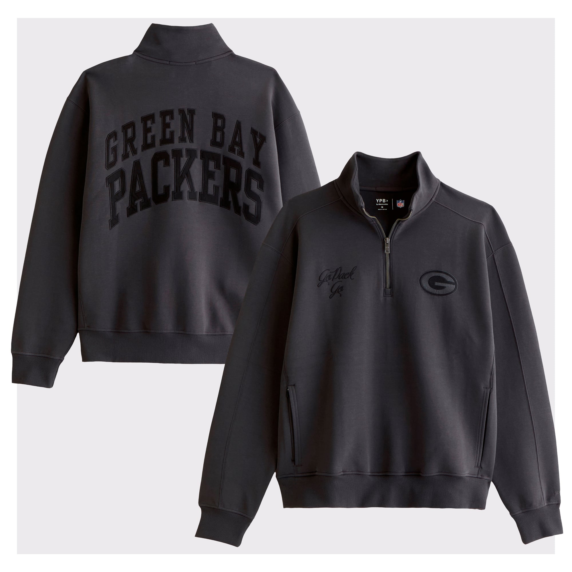 Men's Abercrombie & Fitch Black Green Bay Packers YPB neoKNIT MAX Half-Zip Top