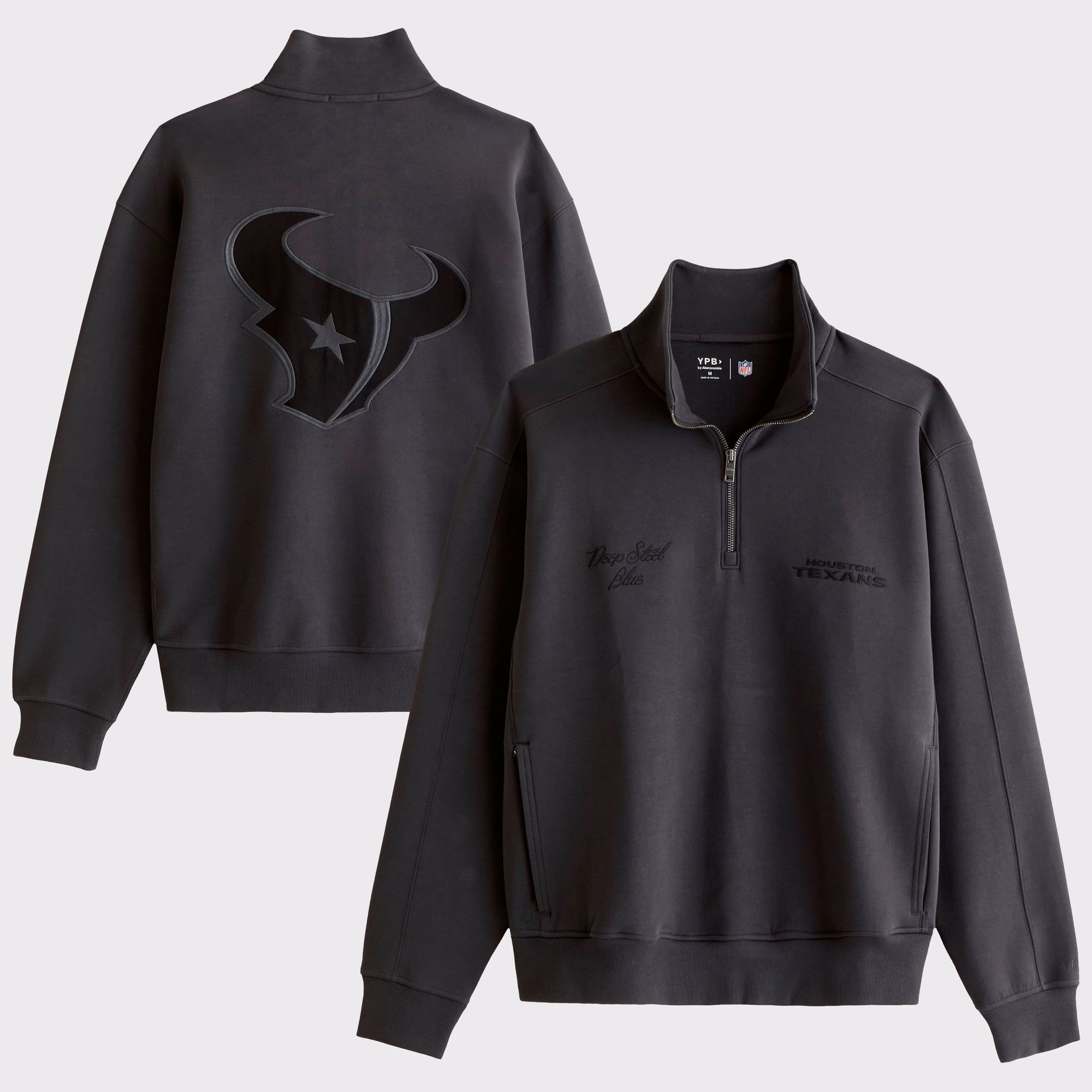Camiseta de manga larga con media cremallera YPB neoKNIT MAX para hombre de Abercrombie & Fitch, color negro, de los Houston Texans.