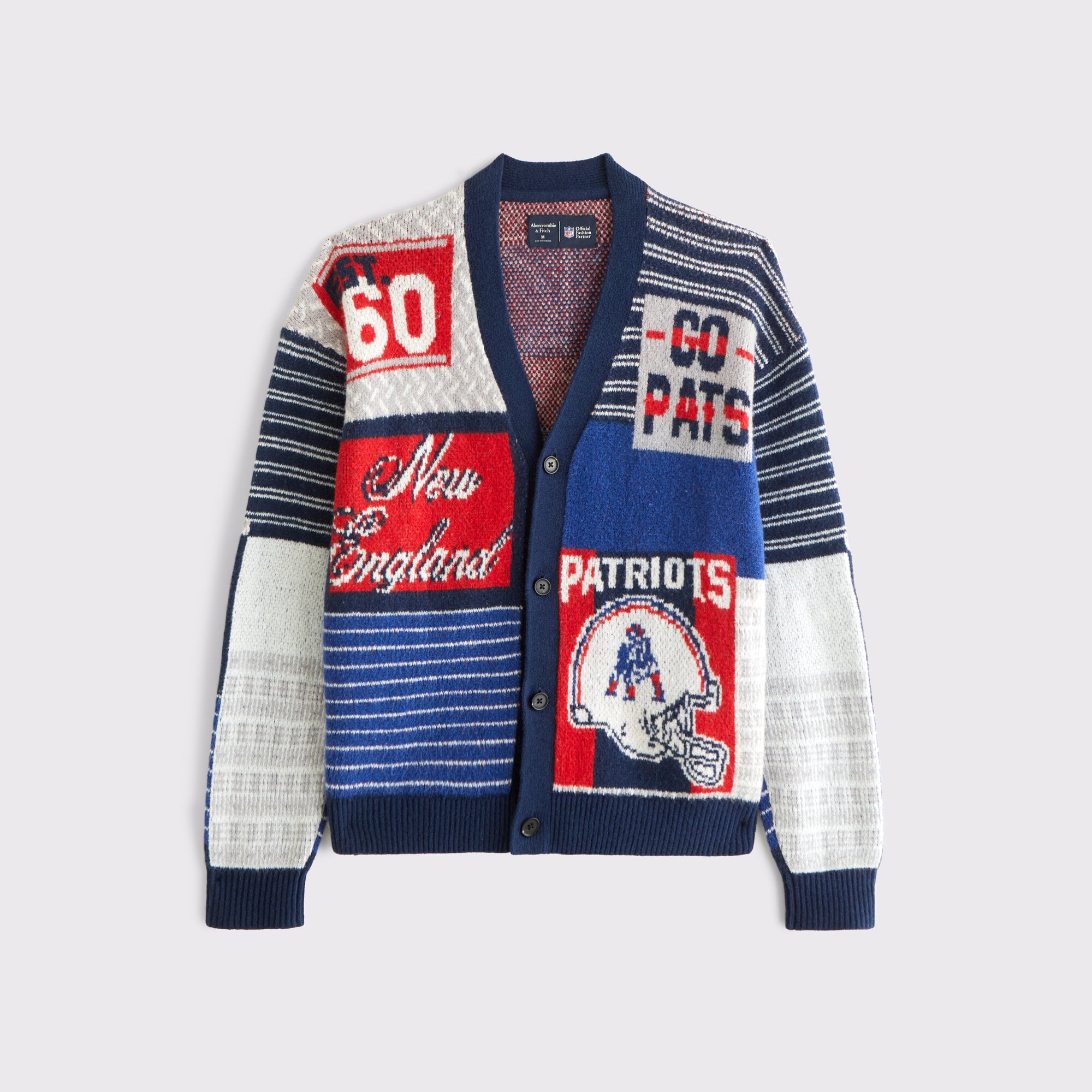 Herren-Cardigan von Abercrombie & Fitch in Marineblau mit New England Patriots-Motiv