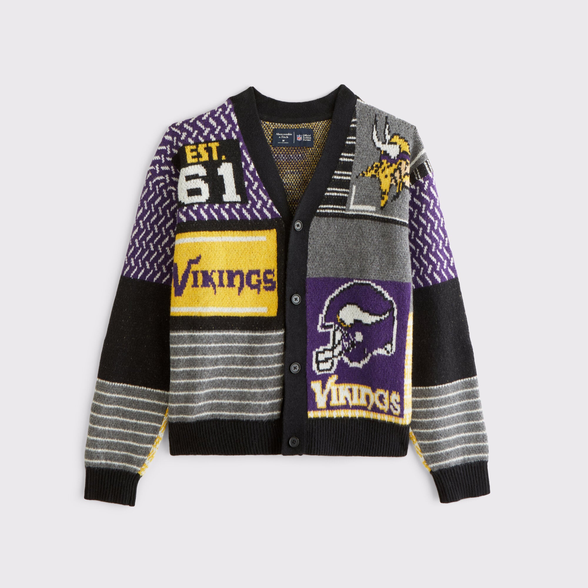 Abercrombie & Fitch Herren-Cardigan in Lila mit Minnesota Vikings-Motiv