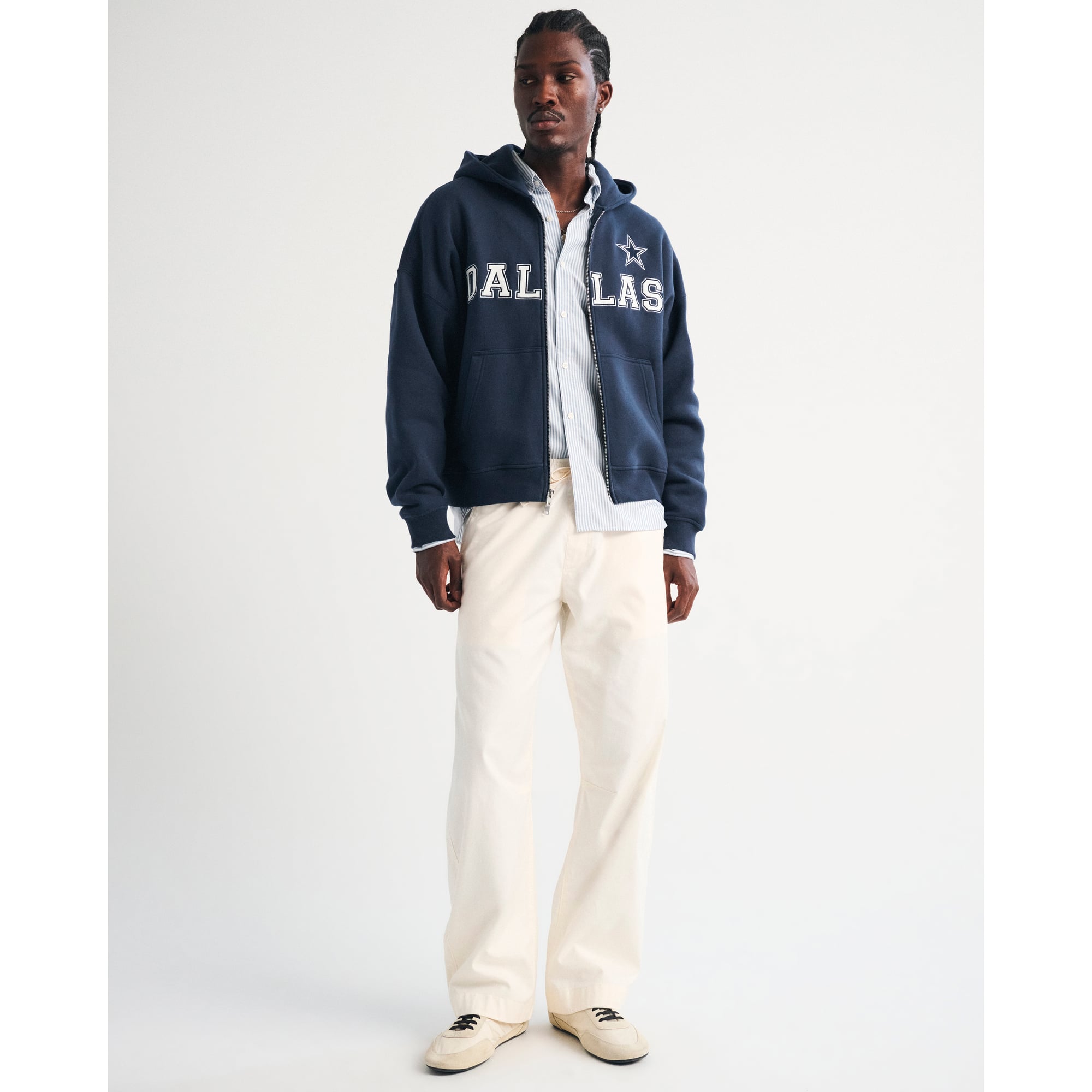 Sweat à capuche zippé en polaire bleu marine Abercrombie & Fitch Dallas Cowboys pour homme