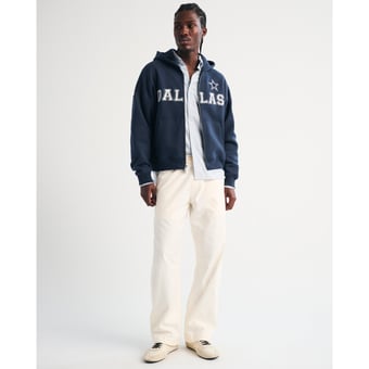 Men's Abercrombie & Fitch Navy Dallas Cowboys Fleece Full-Zip Hoodie