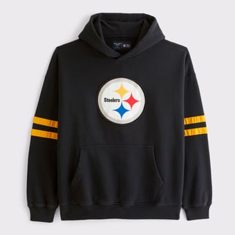 Men's Abercrombie & Fitch Black Pittsburgh Steelers Popover Hoodie