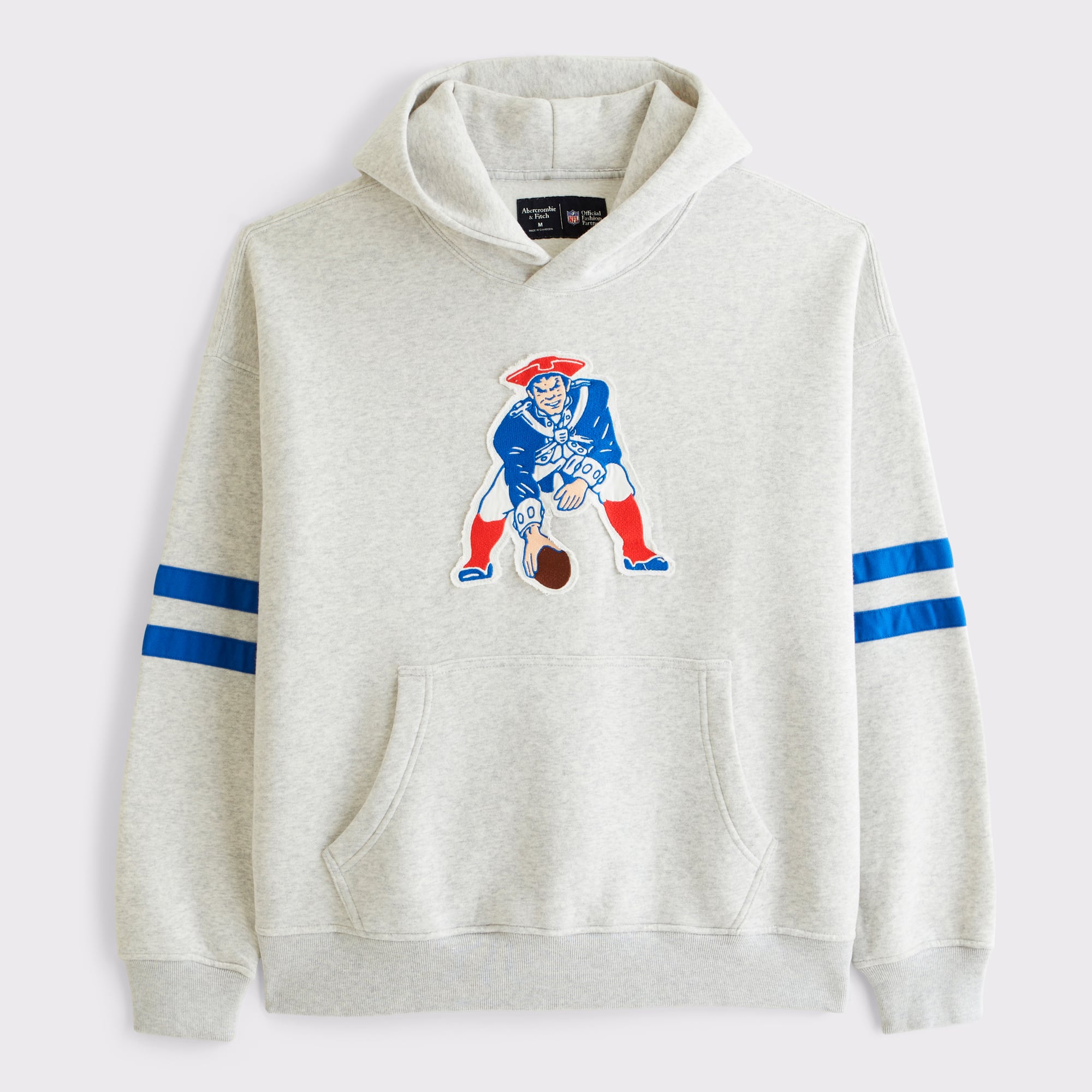 Abercrombie & Fitch Herren-Kapuzenpullover mit New England Patriots-Motiv in Grau