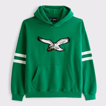 Men's Abercrombie & Fitch Green Philadelphia Eagles Popover Hoodie