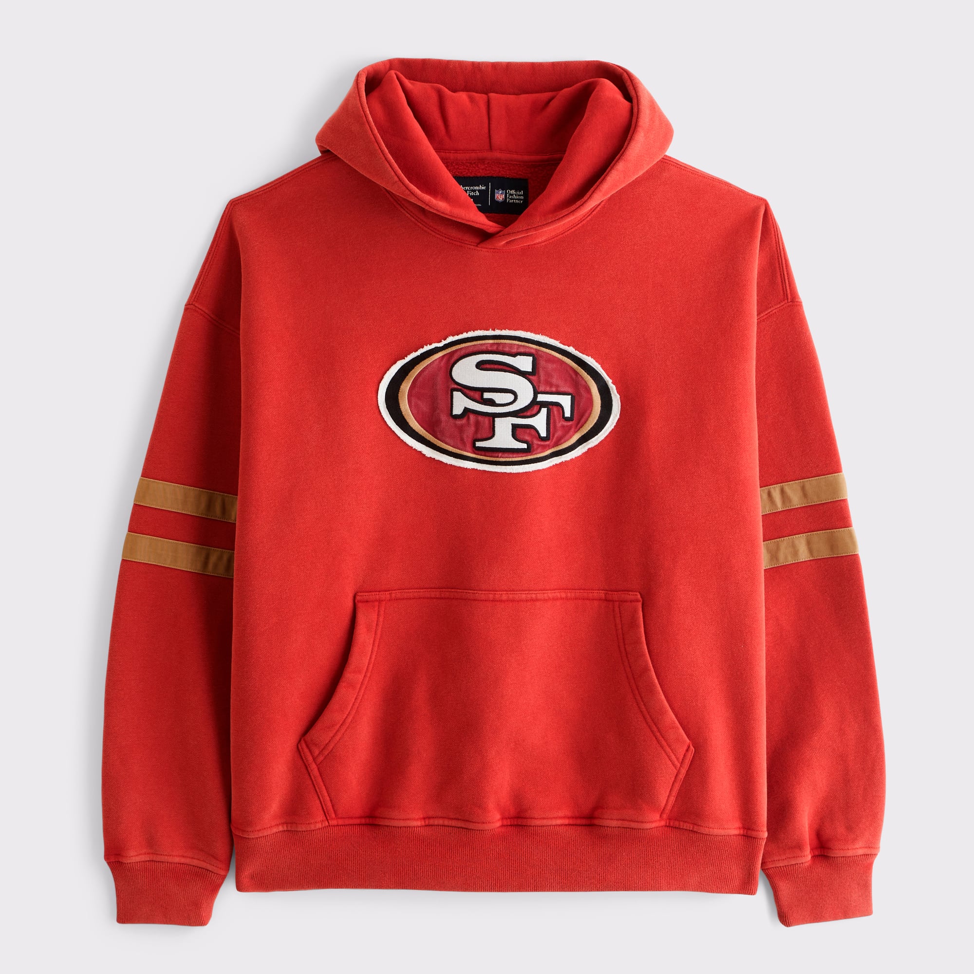 Abercrombie & Fitch Herren-Kapuzenpullover in Rot mit San Francisco 49ers-Logo